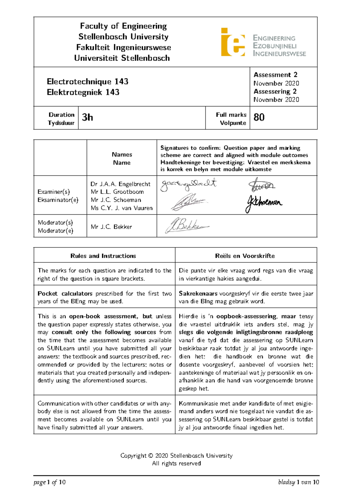 ET 143 2020 A2 - question paper - Faculty of Engineering Stellenbosch ...