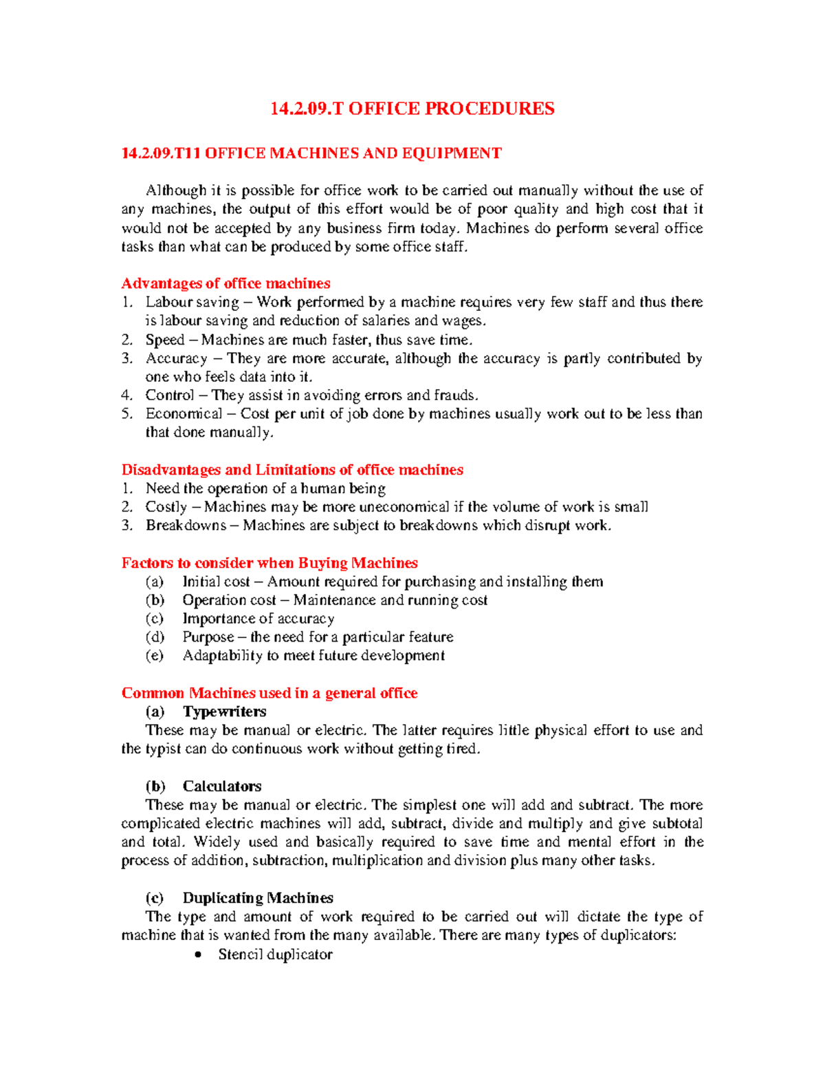 CAP 9 Office Procedures-1[94] - 14.2.09 OFFICE PROCEDURES 14.2.09 ...