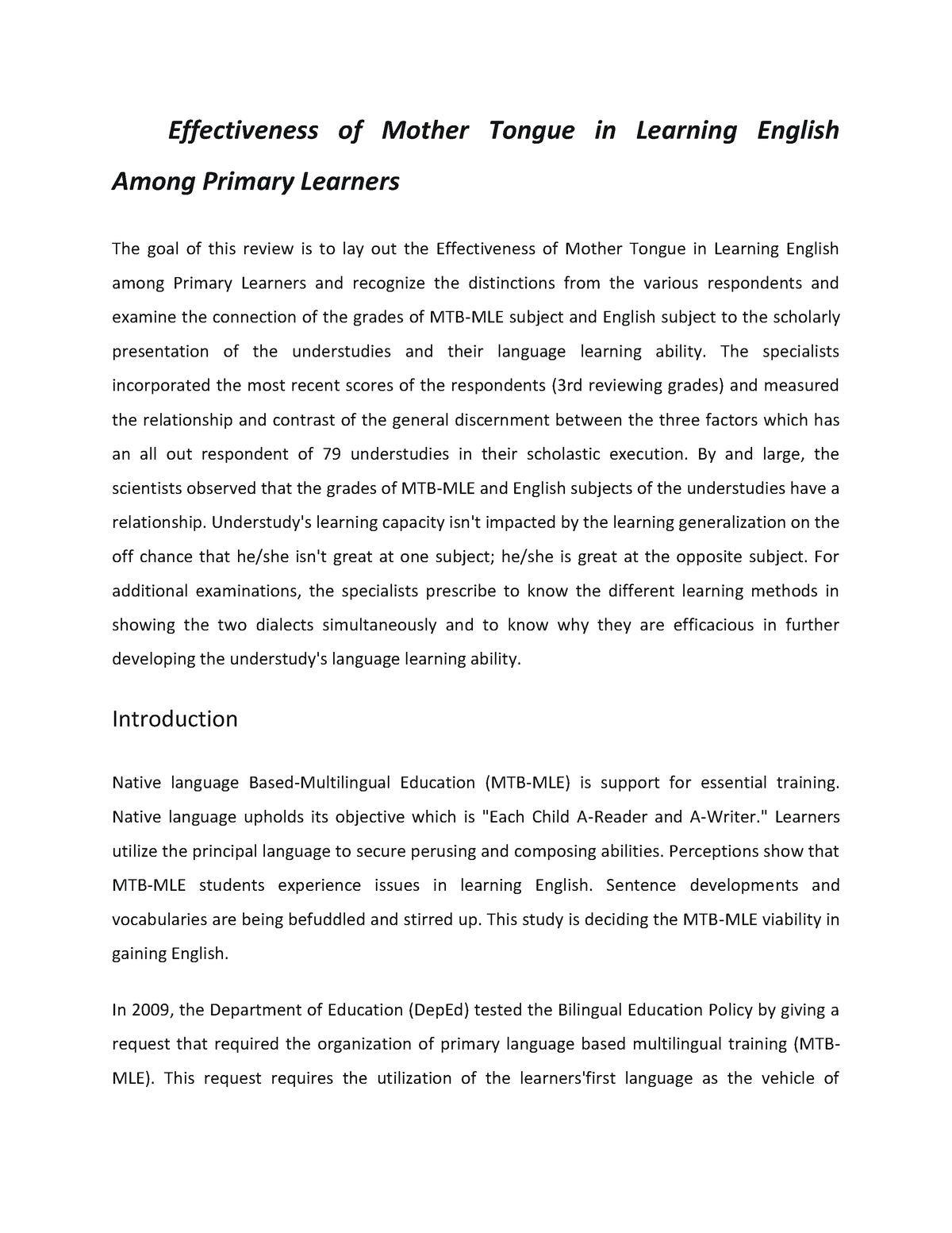 effectiveness-of-mother-tongue-in-learning-english-among-primary