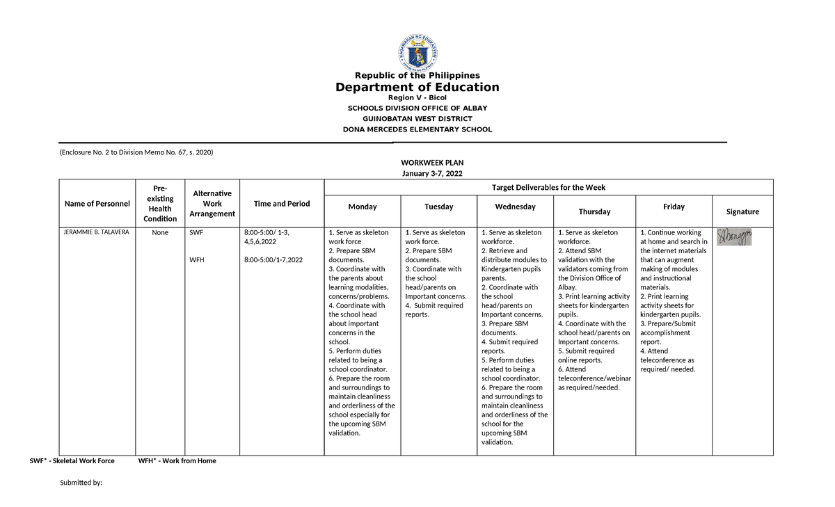 WWP January 10 14 - Republic of the Philippines Department of Education ...