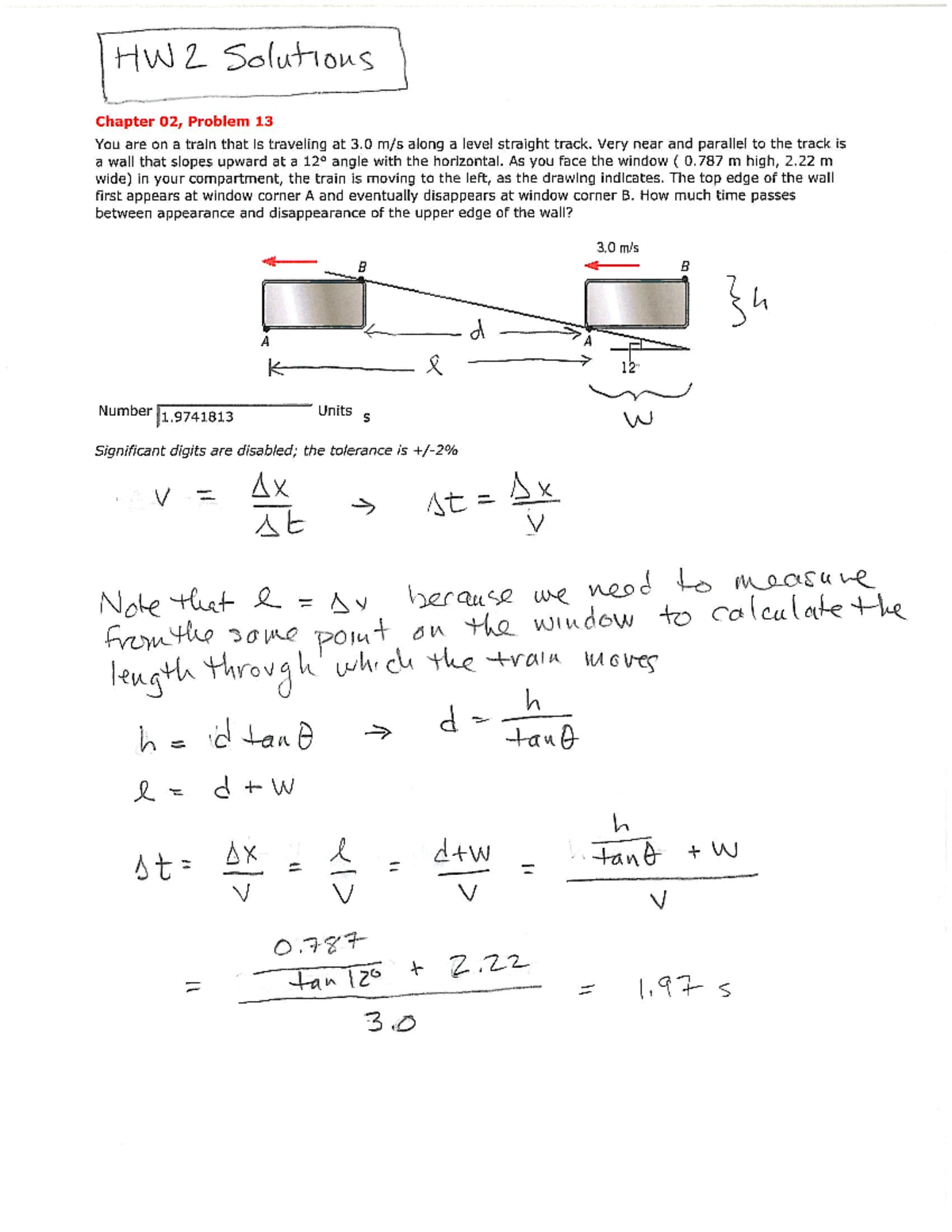 Homework 2 Solutions - HW 2 Key - PHYS1512000A - Studocu