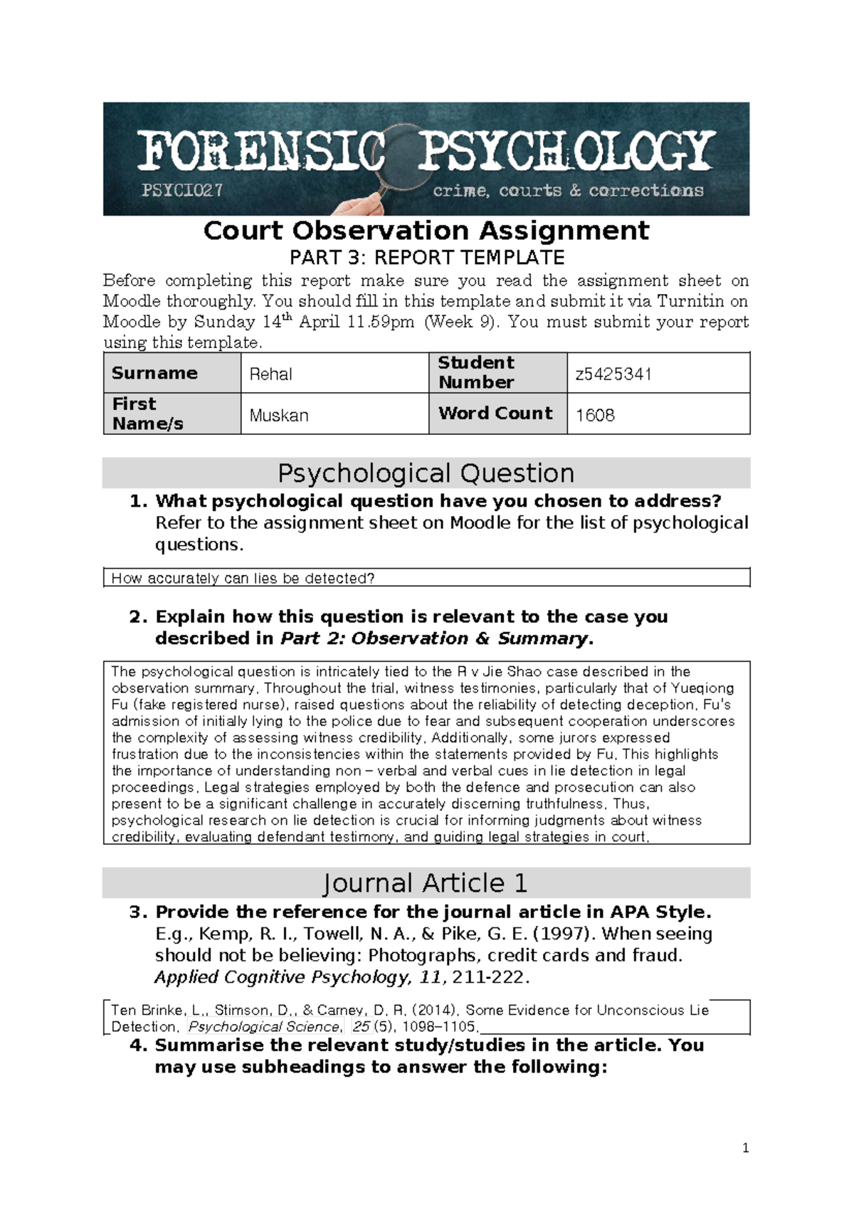 Part 3 - Report - Court Observation Assignment PART 3: REPORT TEMPLATE ...