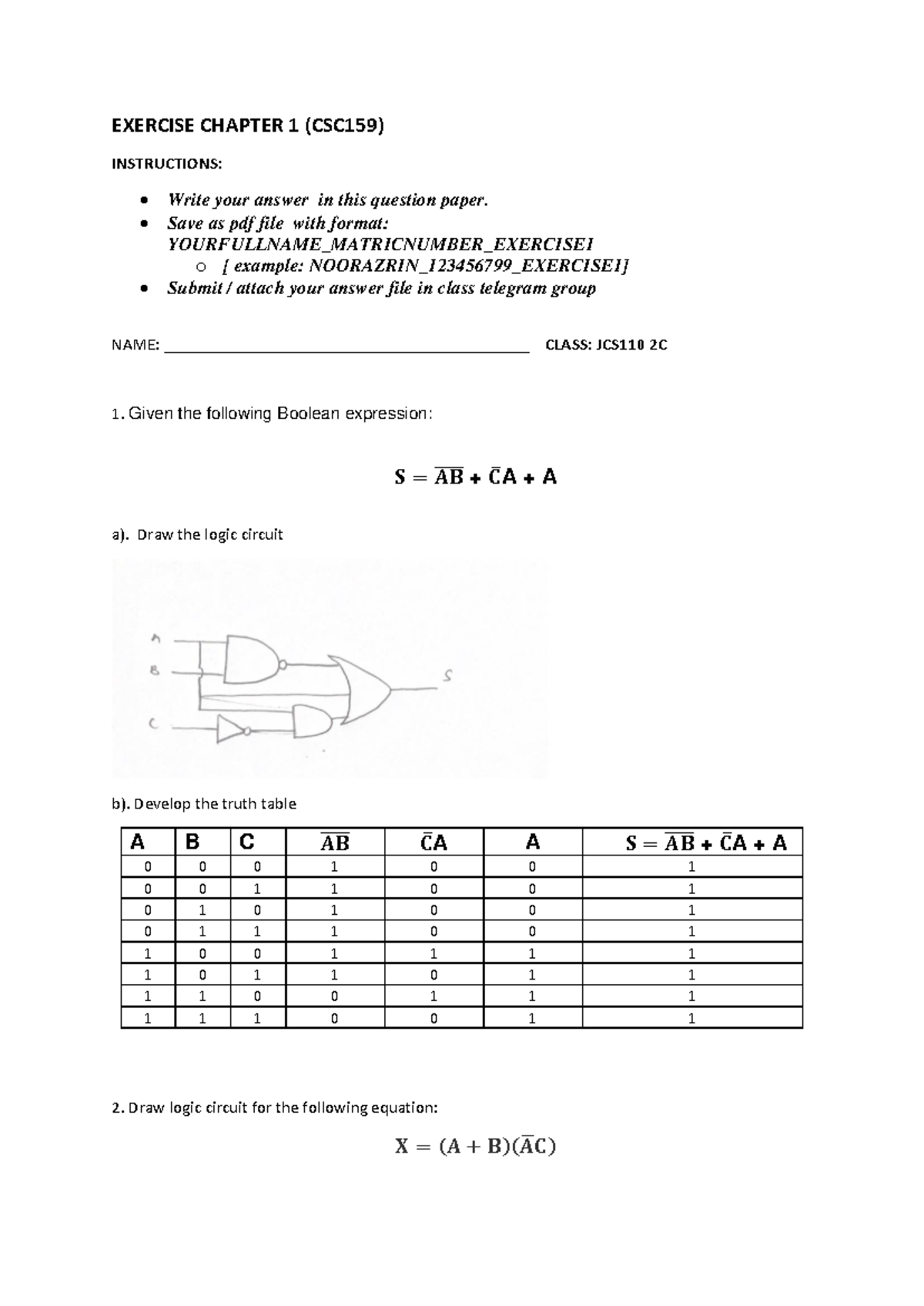 Zetizukrinabintiumar 2021208752 Exercise 1 - EXERCISE CHAPTER 1 (CSC159 ...