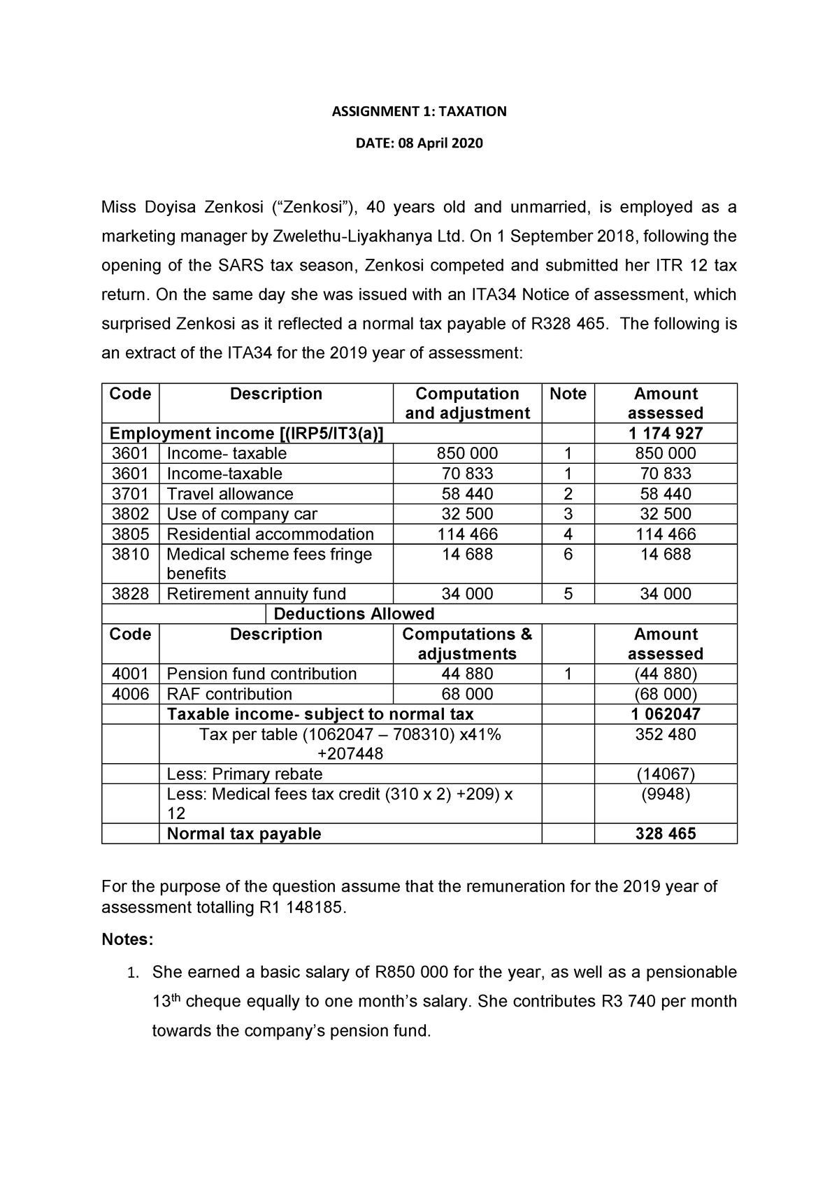 tax bill assignment