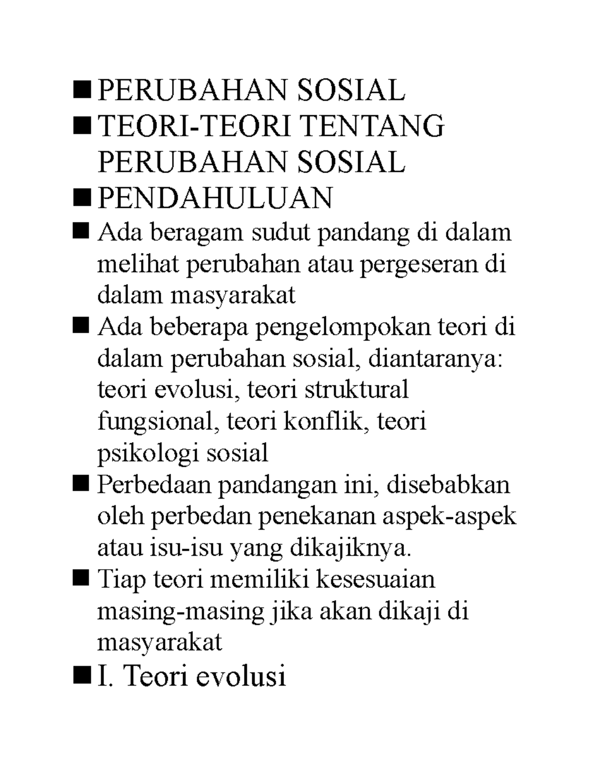 Teori Perubahan Sosial - PERUBAHAN SOSIAL TEORI-TEORI TENTANG PERUBAHAN ...