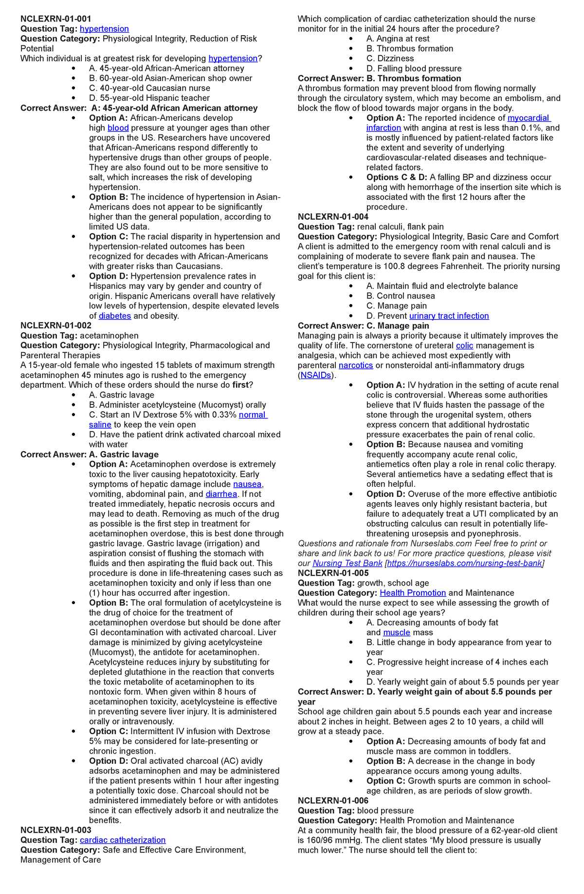 Nurseslabs Qbank 1 - SAMPLE QUESTION BANKS - NCLEXRN-01- Question Tag ...