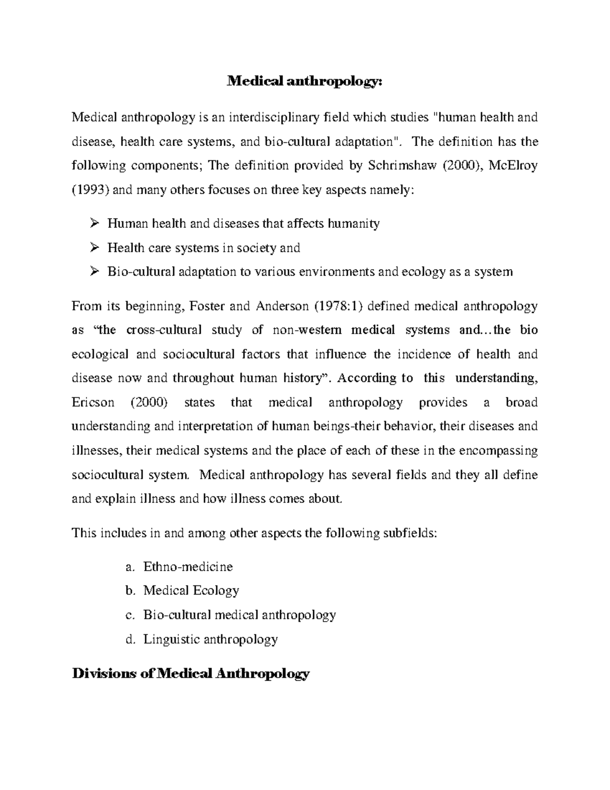 Medical anthropology JKU Medical anthropology Medical anthropology