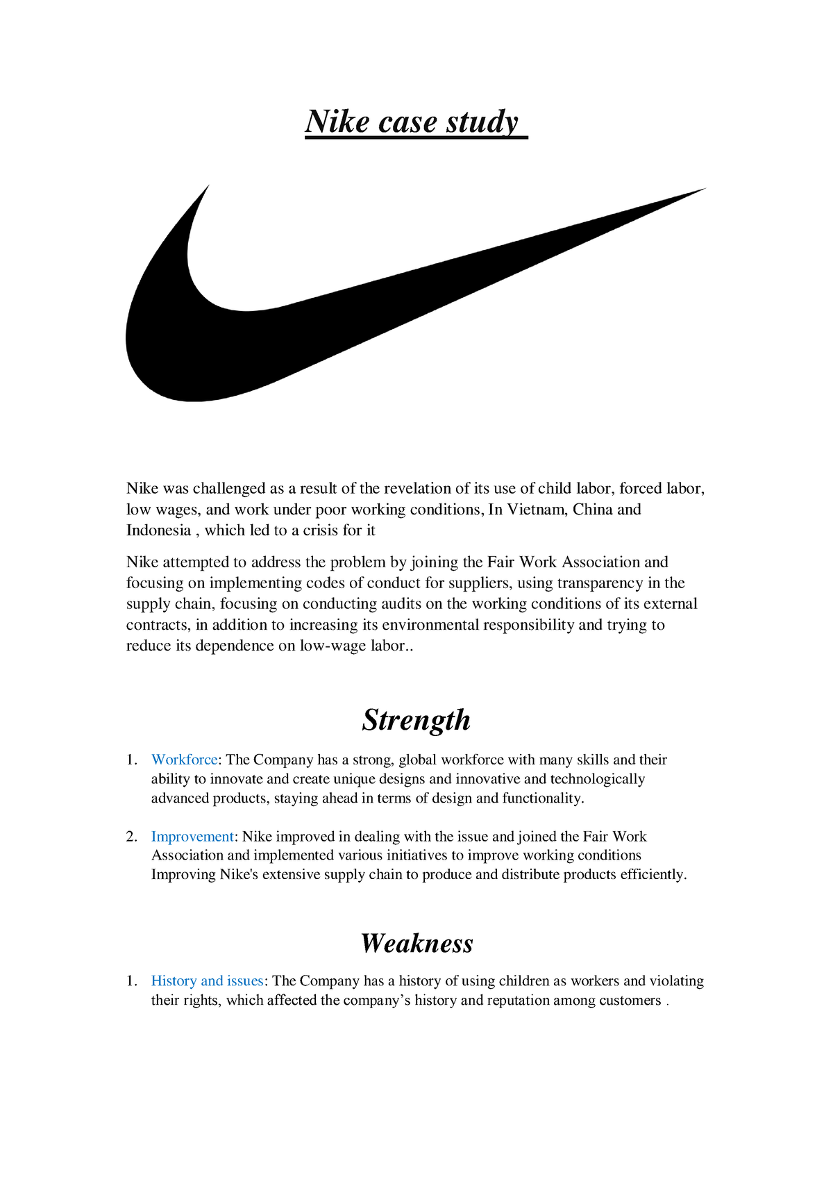 nike case study gcse