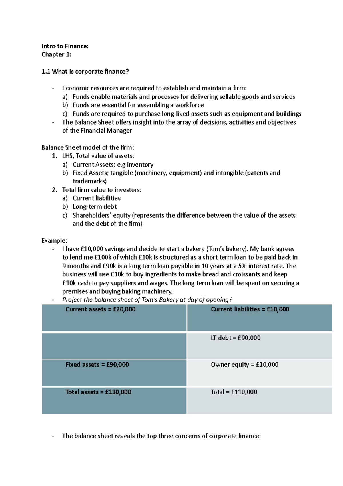 Chapter 1 - Intro to Finance: Chapter 1: 1 What is corporate inance ...
