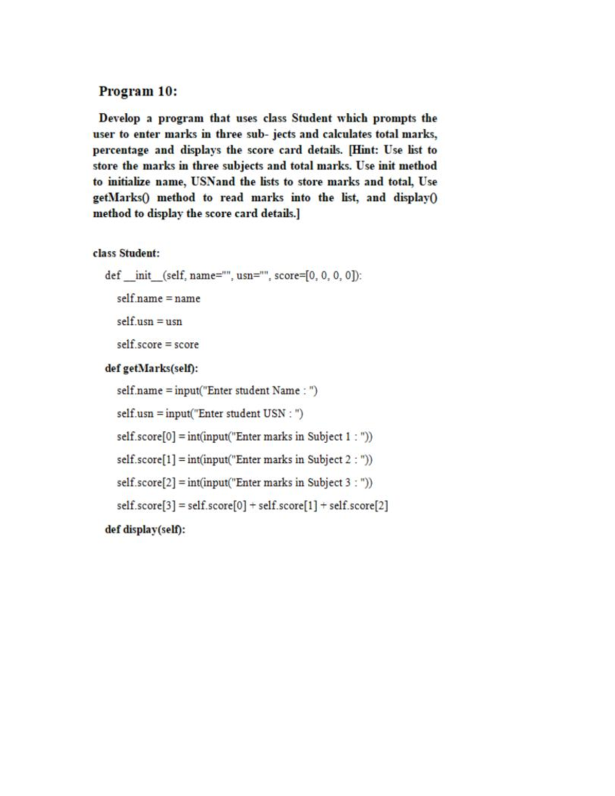 Program 10 - Lab pgm - Introduction to python programming - Studocu