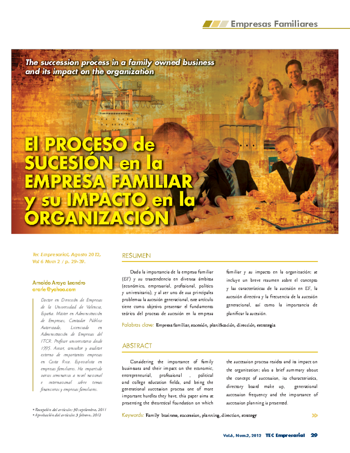 El proceso de sucesión en la empresa familiar y su impacto en la ...