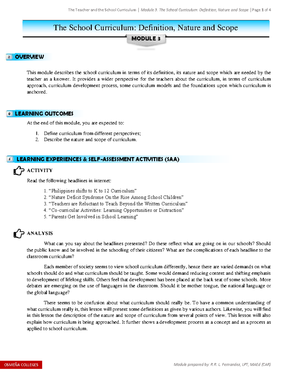 Module 3 - The School Curriculum (Definition, Nature And Scope) - The ...