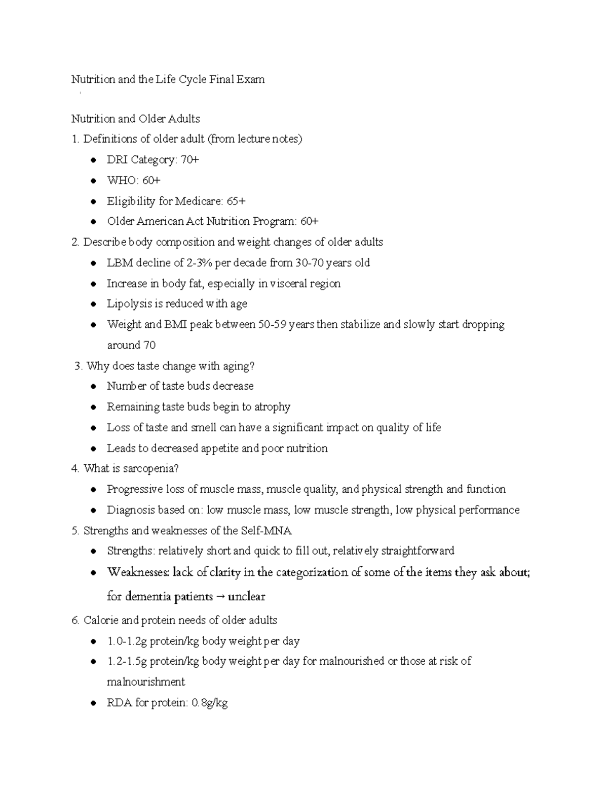 Nutrition And The Life Cycle Final Exam - Nutrition And The Life Cycle ...