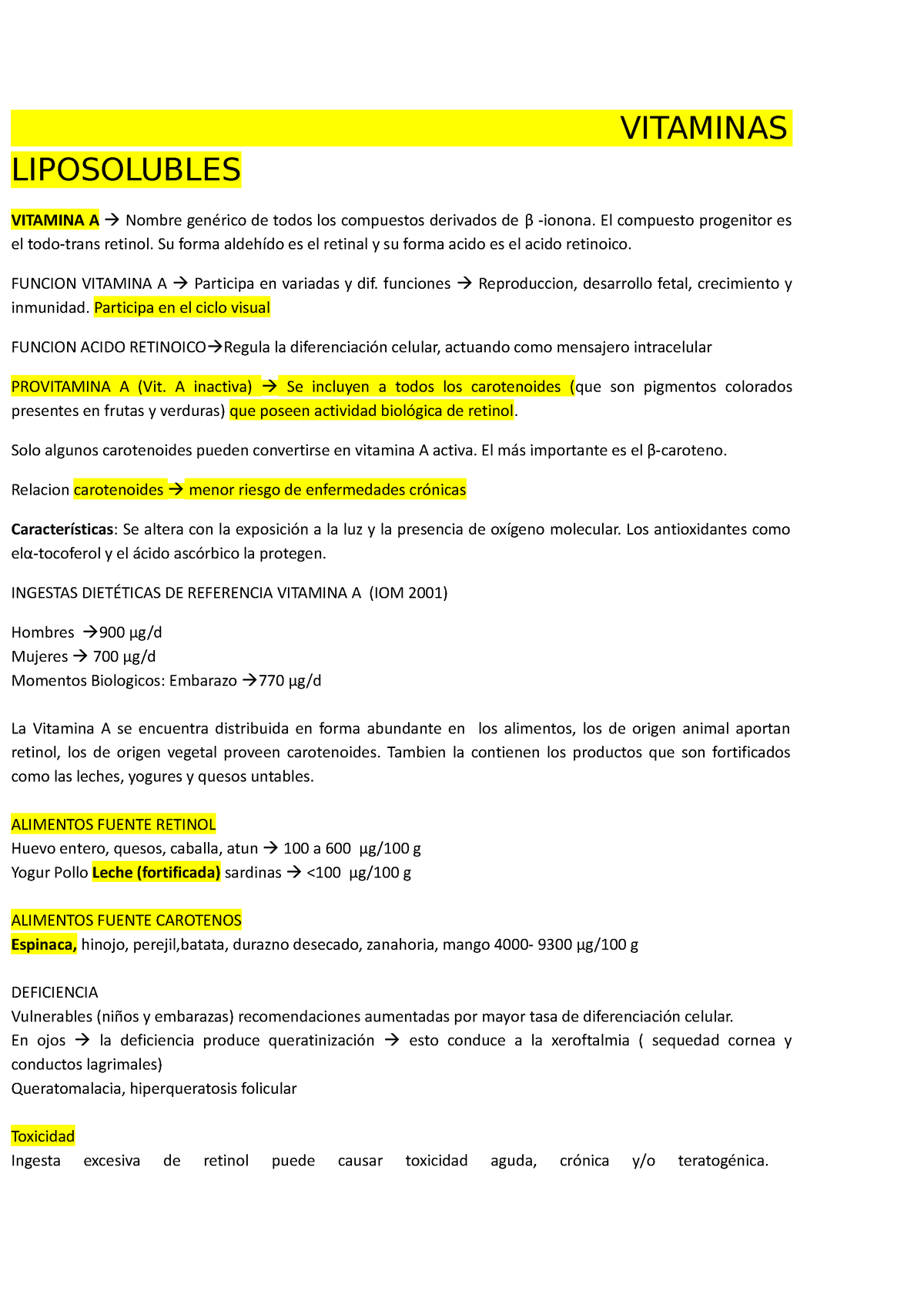 Vitaminas Liposolubles Vitaminas Liposolubles Vitamina A Nombre Genérico De Todos Los 5083