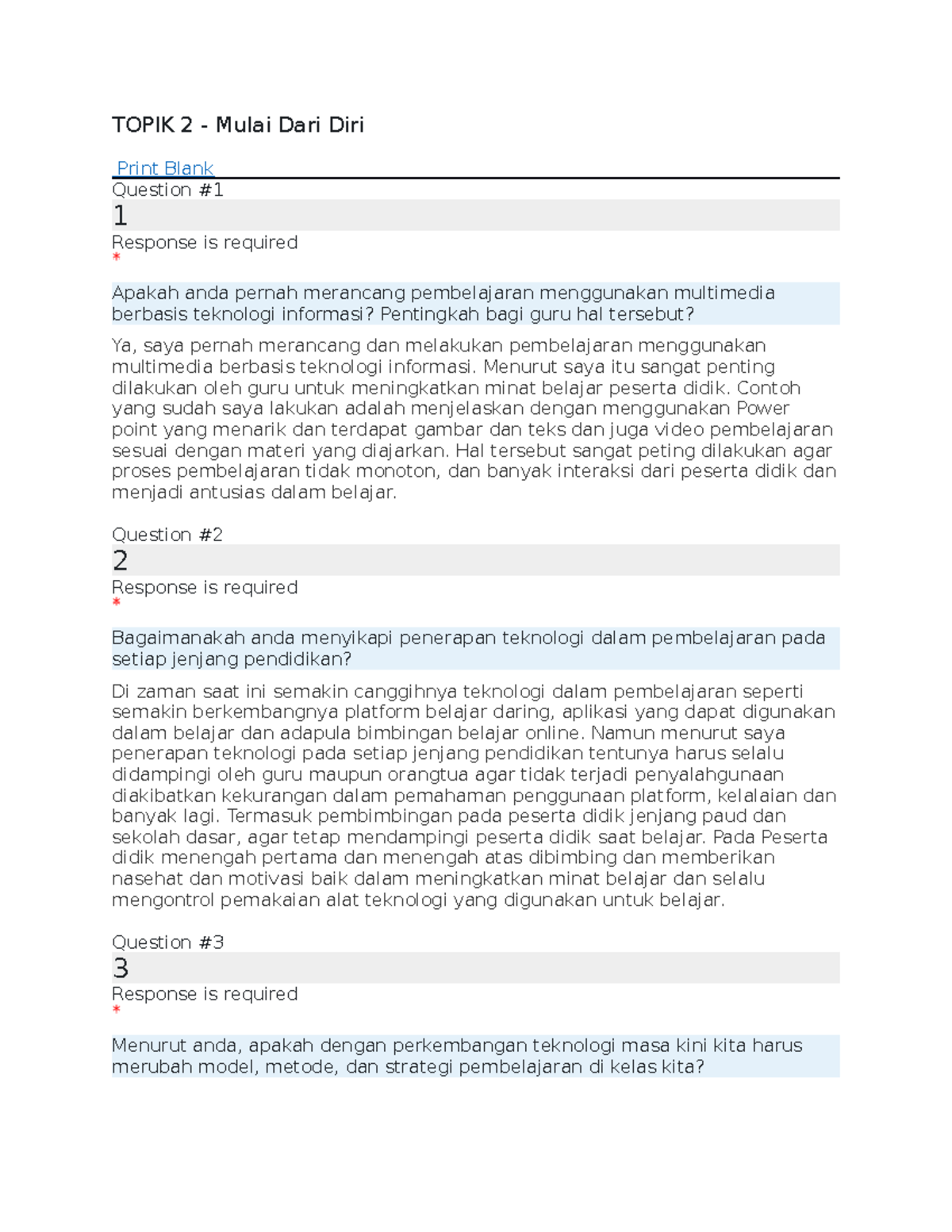 Topik Mulai Dari Diri Topik Mulai Dari Diri Print Blank Question Response Is