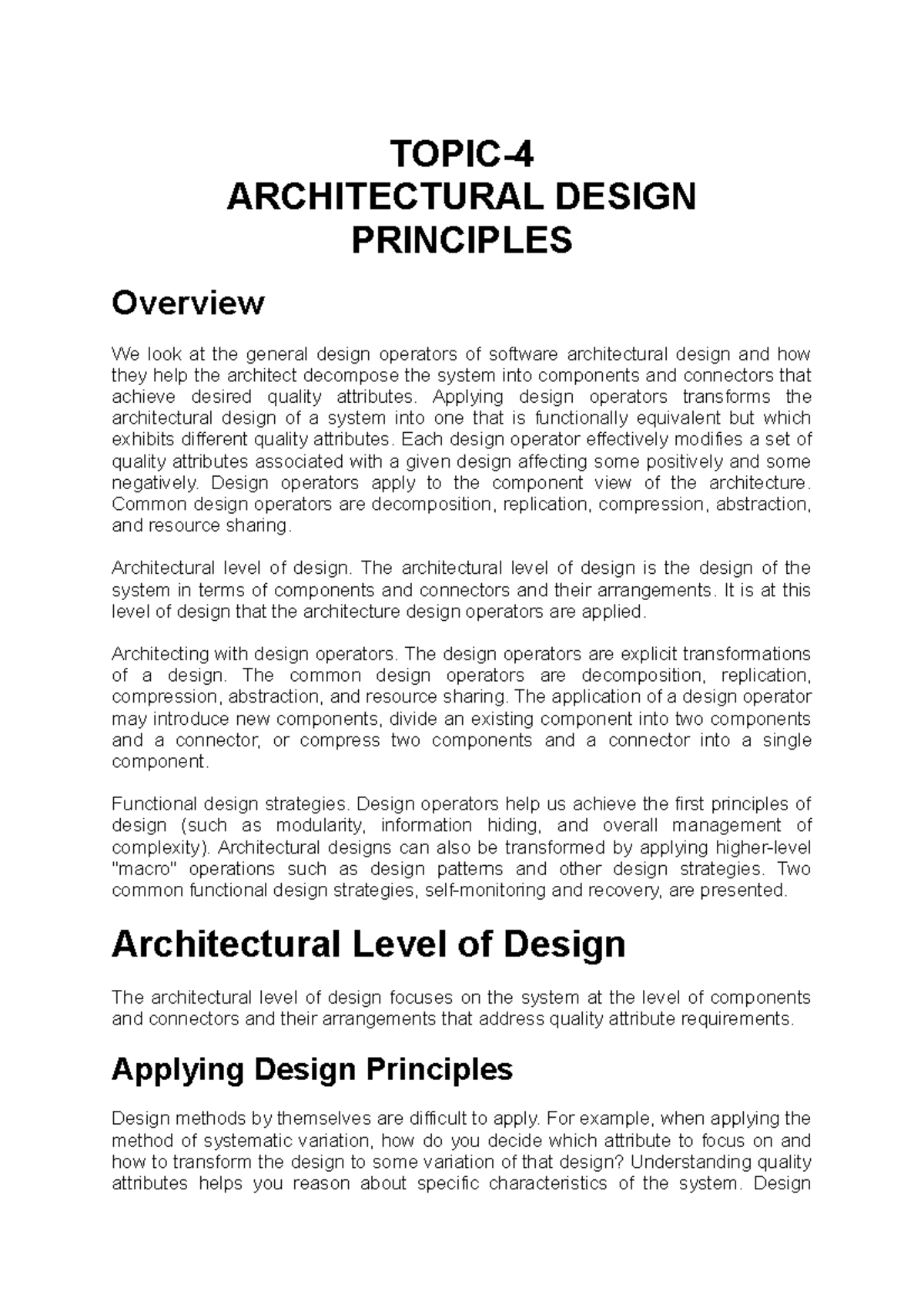 Topic-4 Architectural Design Principles - TOPIC- ARCHITECTURAL DESIGN ...