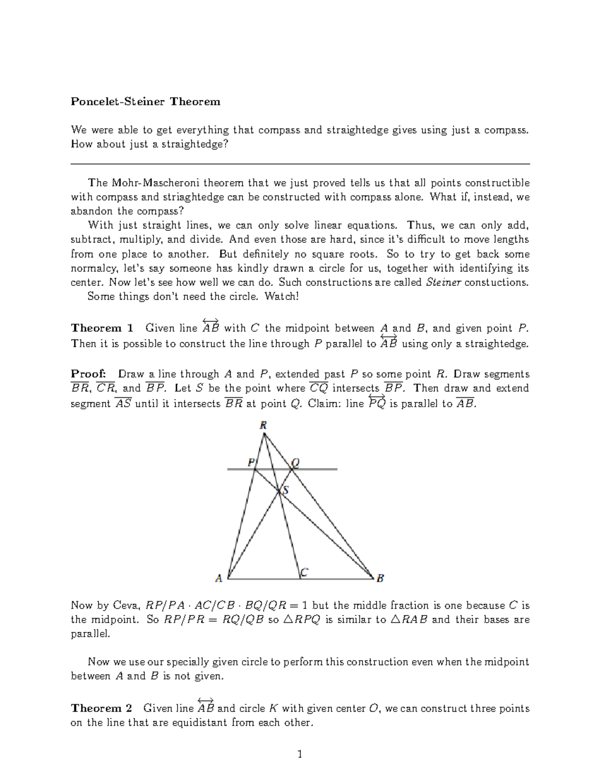 33 Poncelet-Steiner Theorem - Poncelet-Steiner Theorem We were able to ...