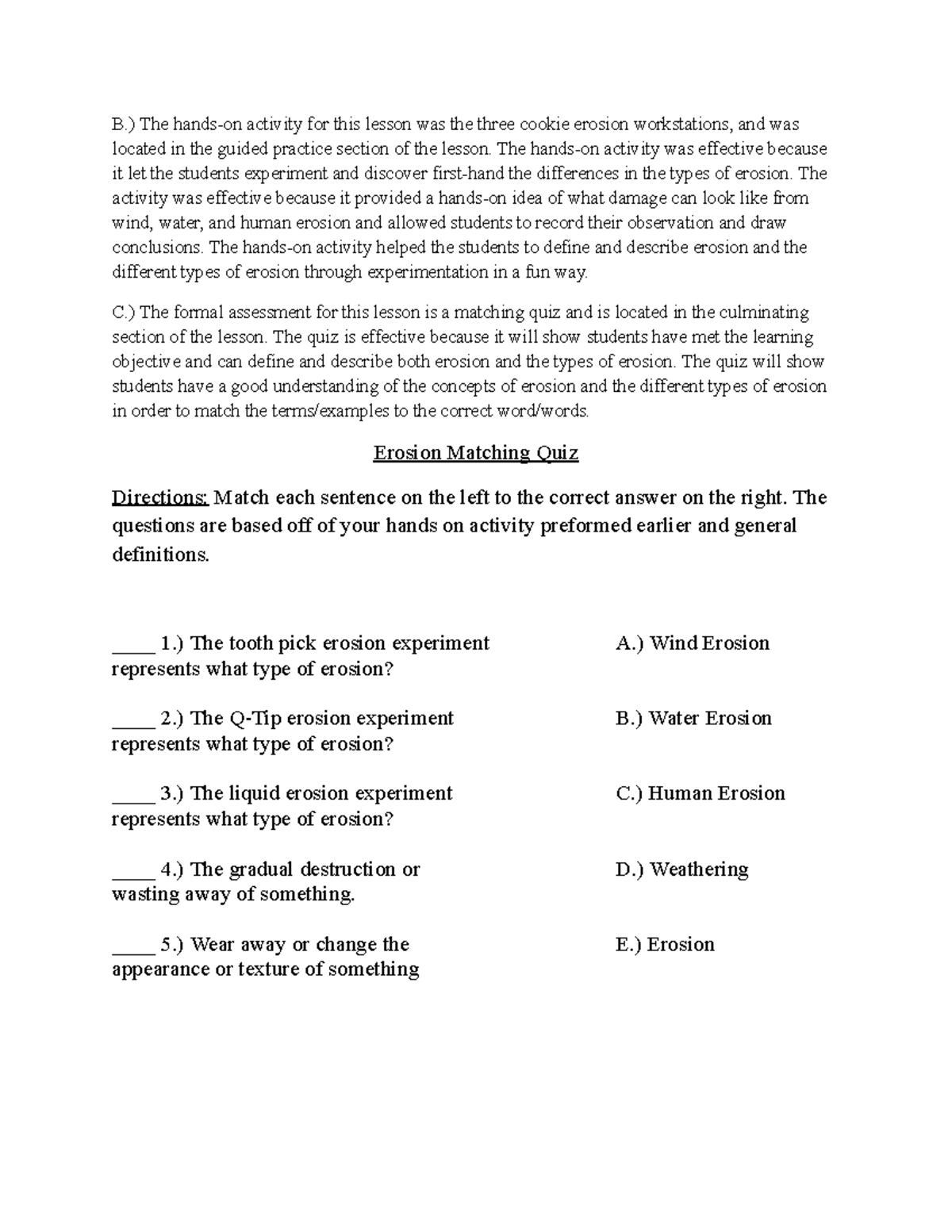 Assignment C308 for justification and quiz - B.) The hands-on activity ...