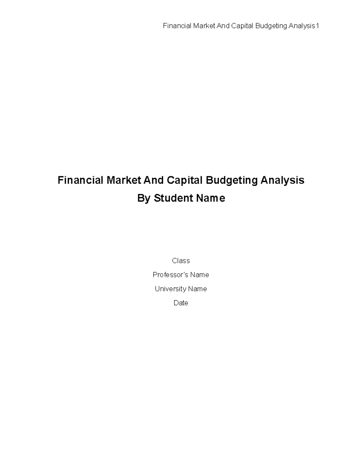 financial-market-and-capital-budgeting-analysis-studocu