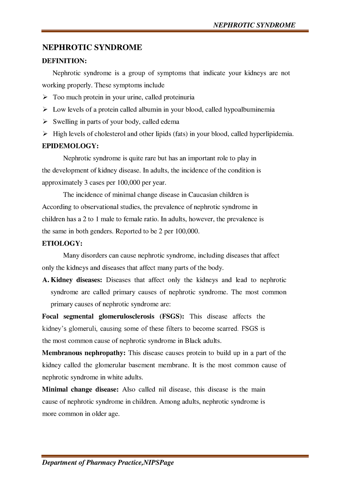 case presentation of nephrotic syndrome