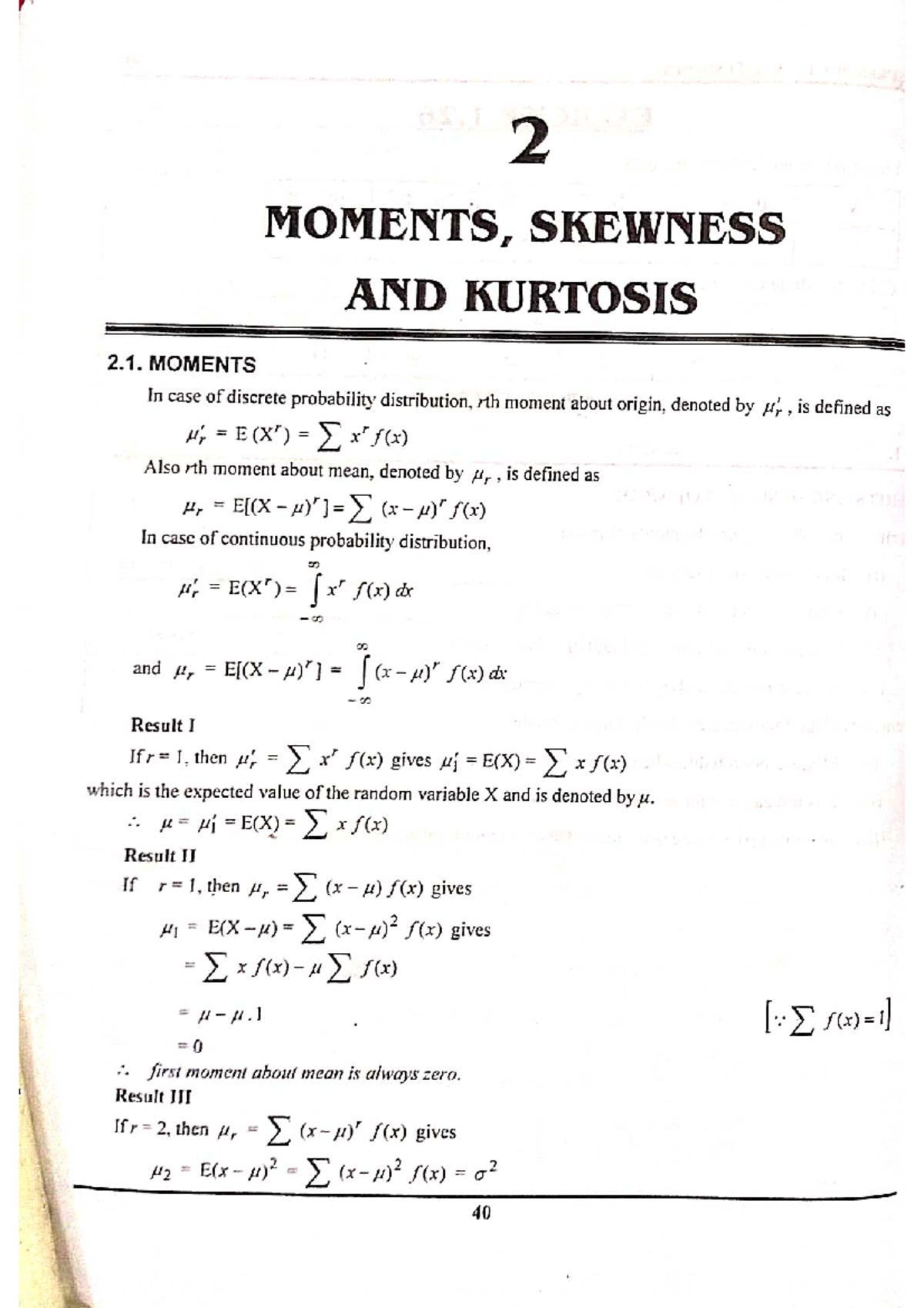 02. Moment Skewness and Kurtosis - 2 MOMENTS, SKEWNESS AND KURTOSIS 2 ...