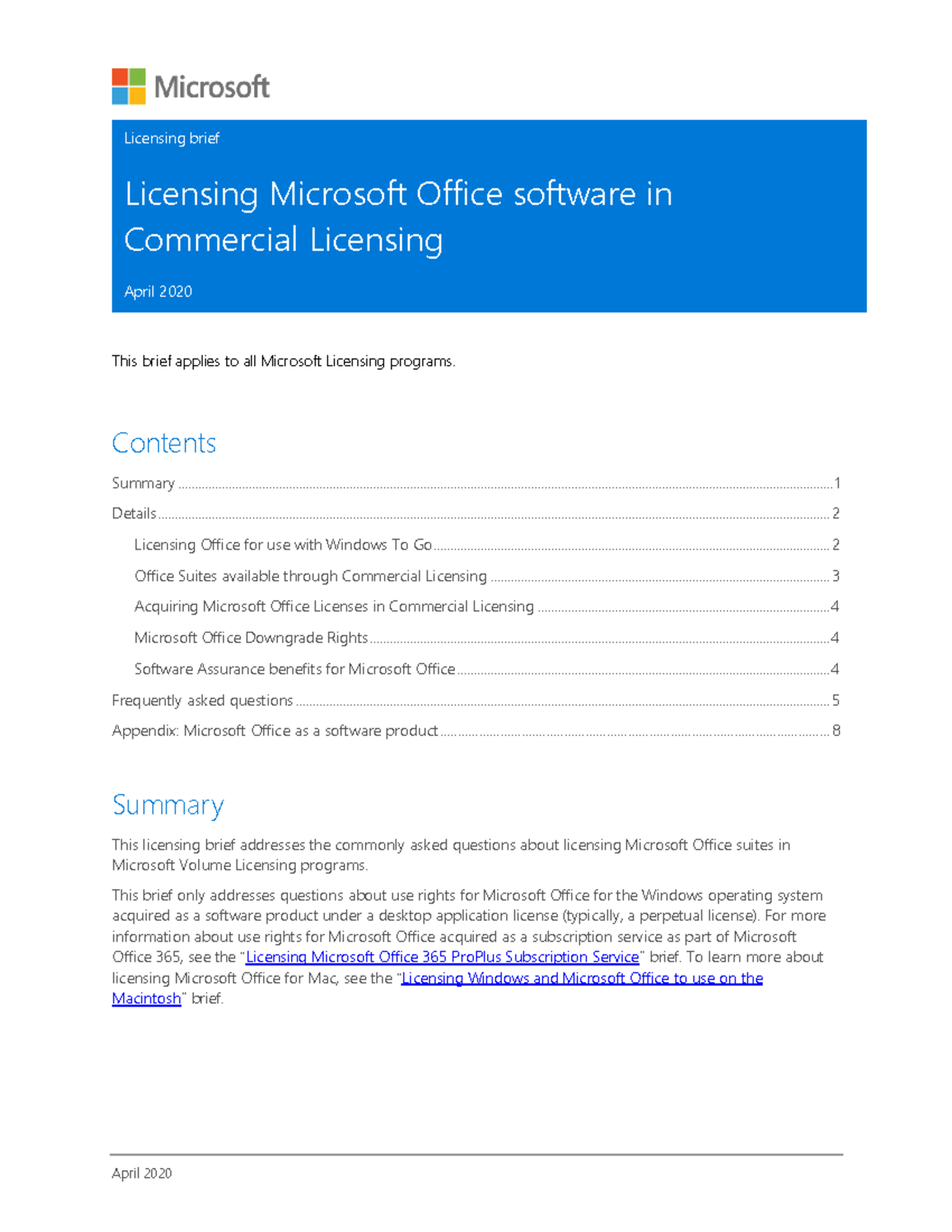Licensing Microsoft Office Software - This brief applies to all ...