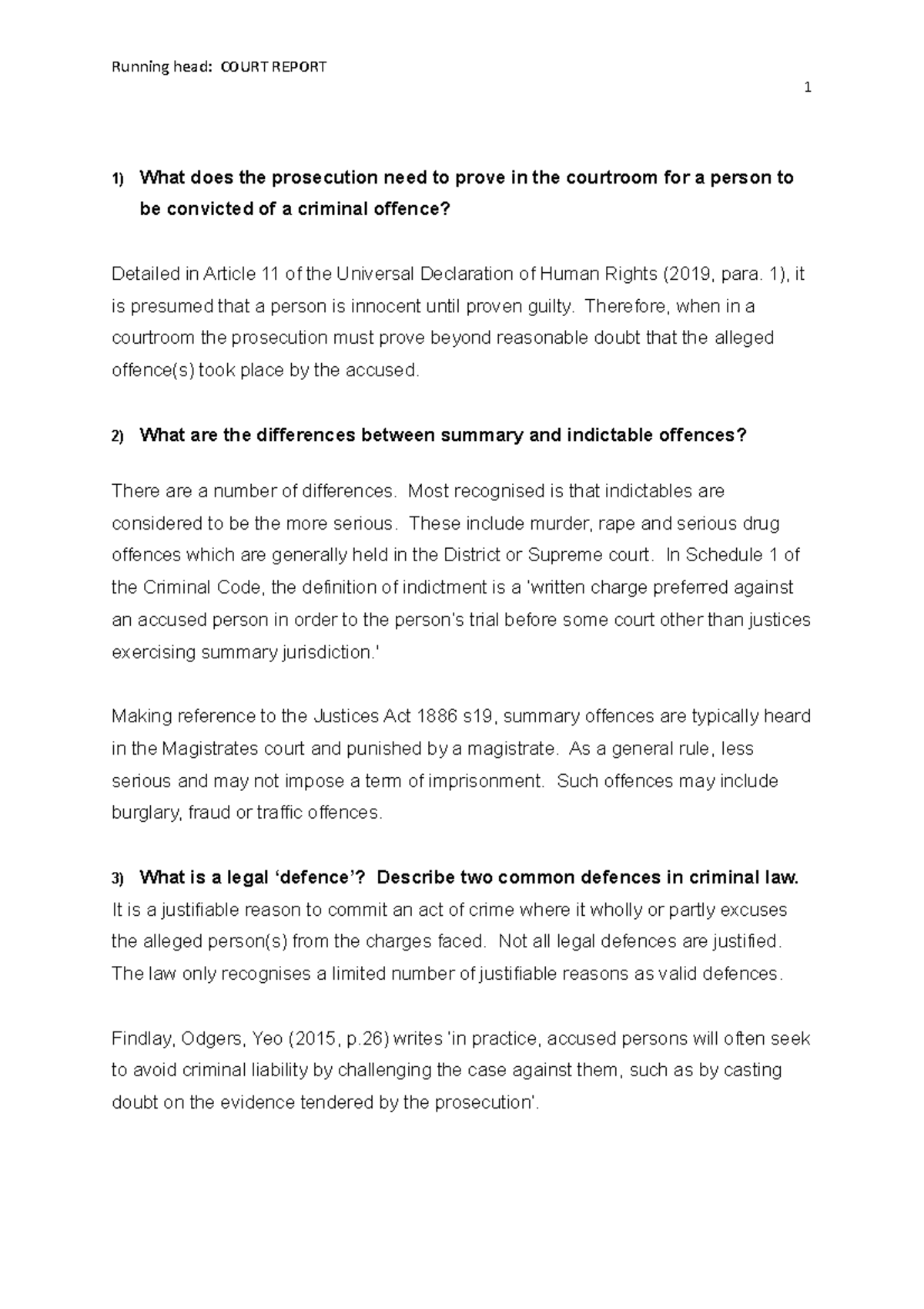 Major Cheryl s5173793 Court Report 2 - Running head: COURT REPORT 1 ...