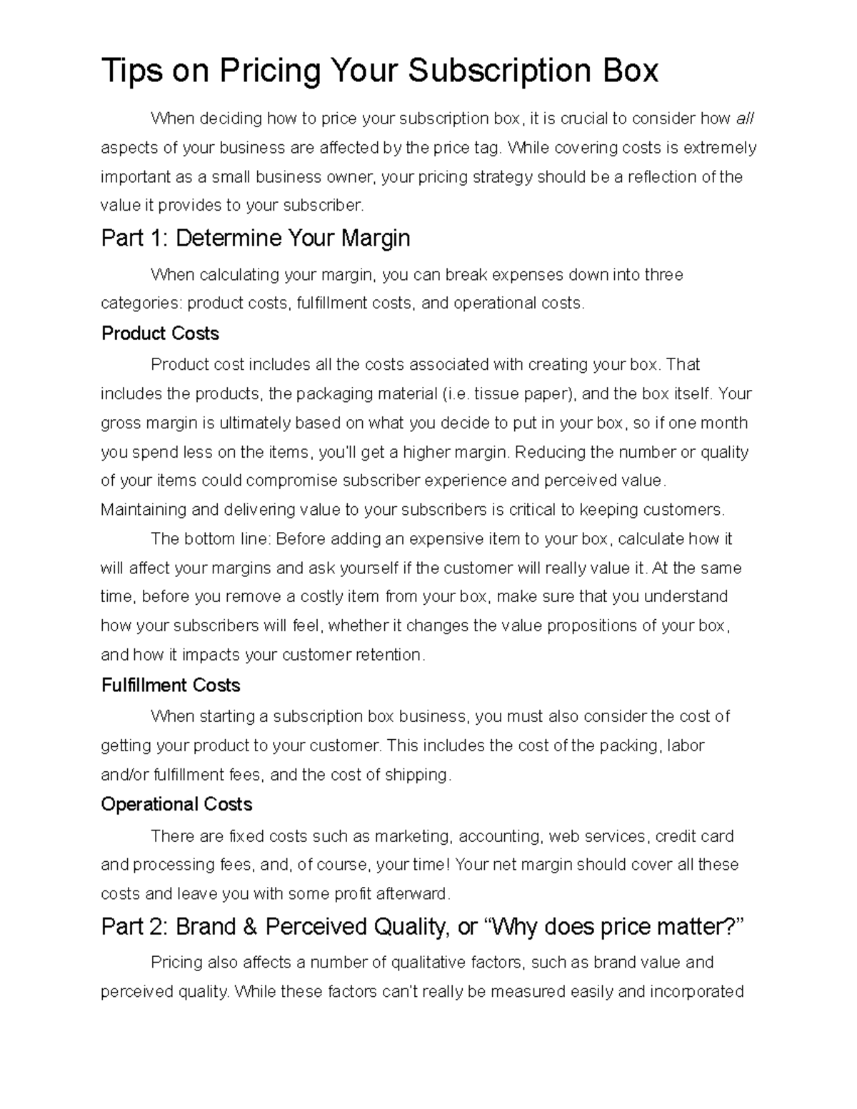 Monts Note - Sample Notes if your trying to start a subscription box ...