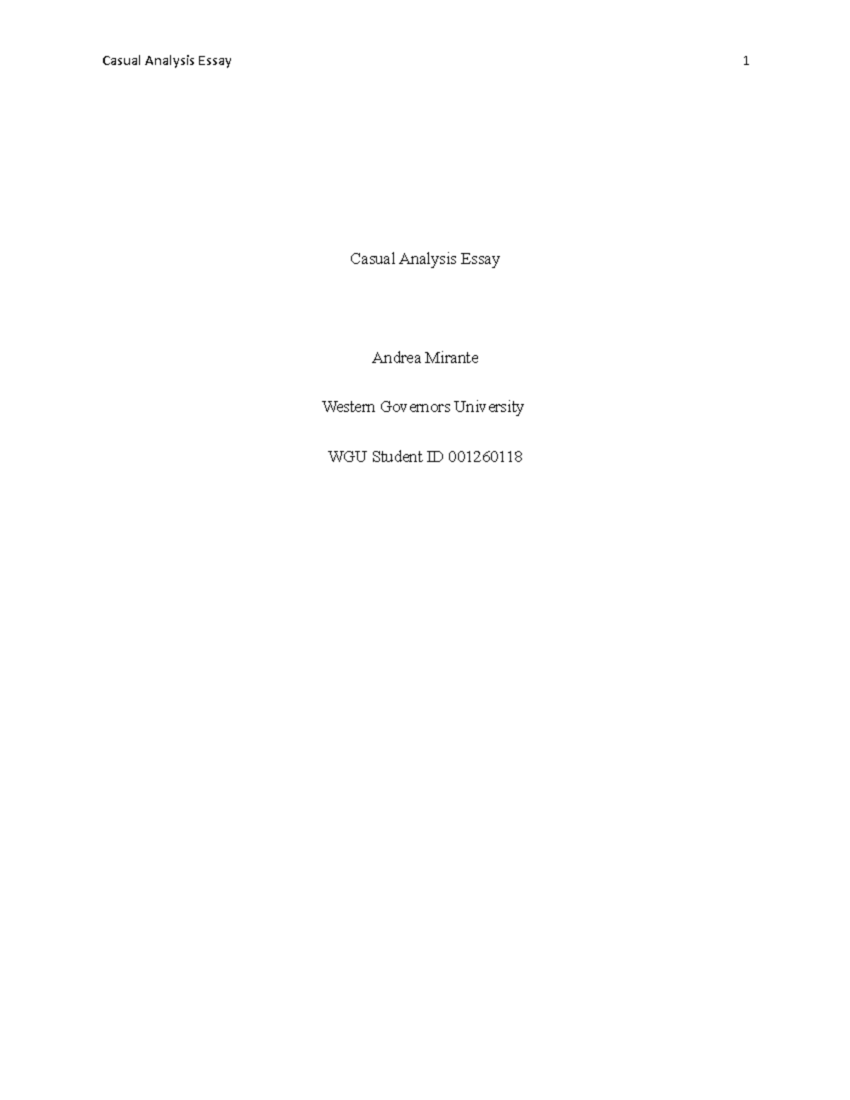 Casual Analysis Essay - Have fun - Casual Analysis Essay Andrea Mirante ...