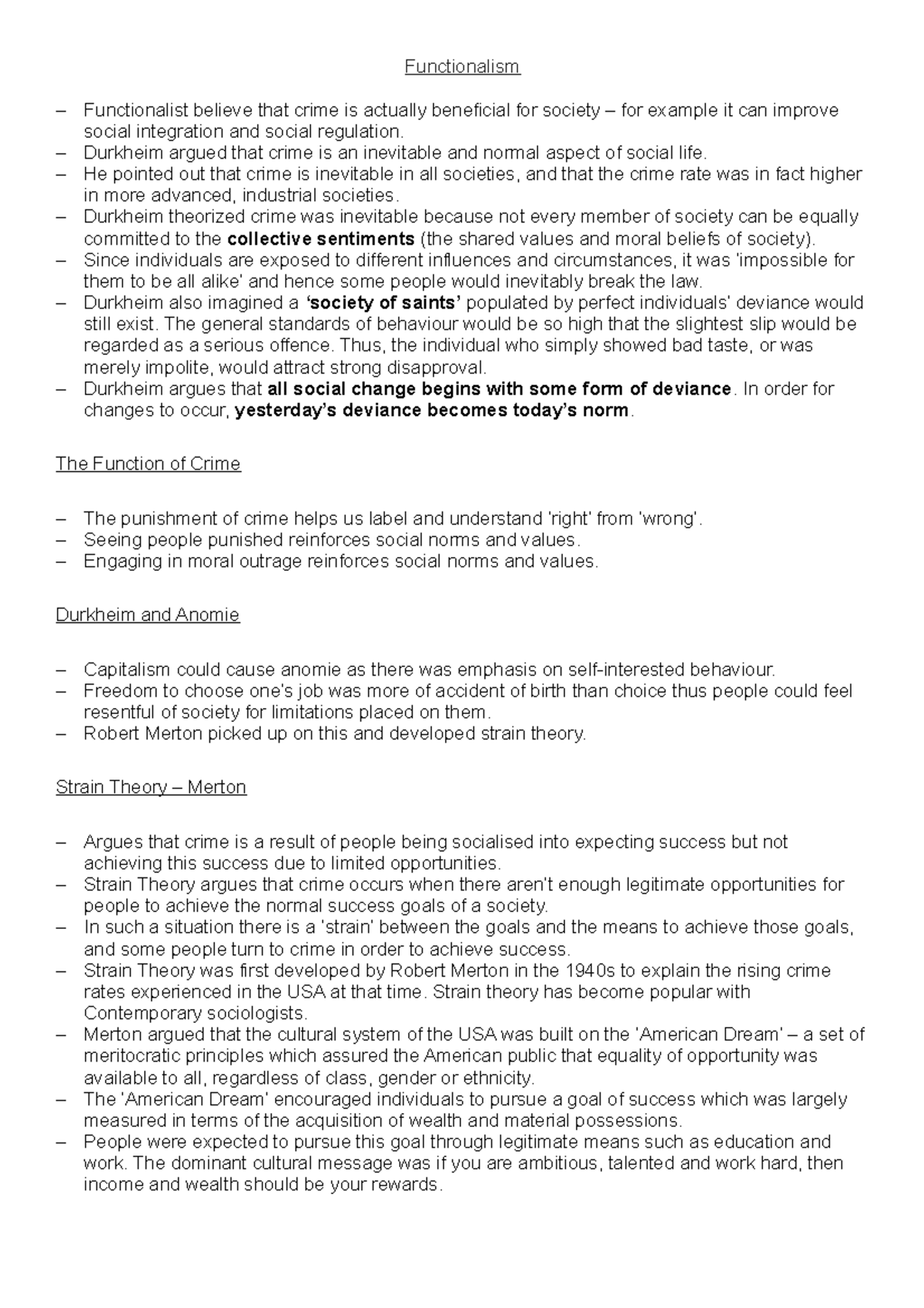 Functionalism - 1st Year Module - Functionalism Functionalist believe ...