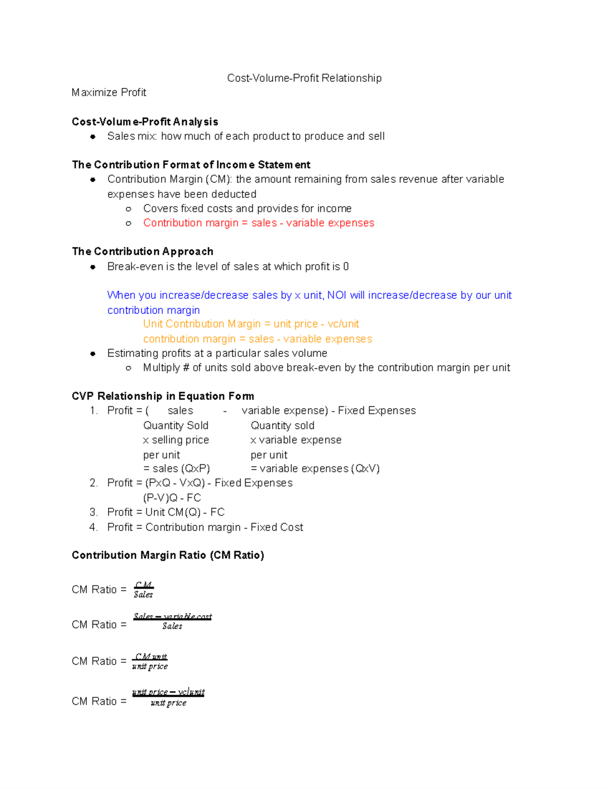 Cost Volume Profit Relationship Google Docs Cost Volume Profit Relationship Maximize Profit Studocu