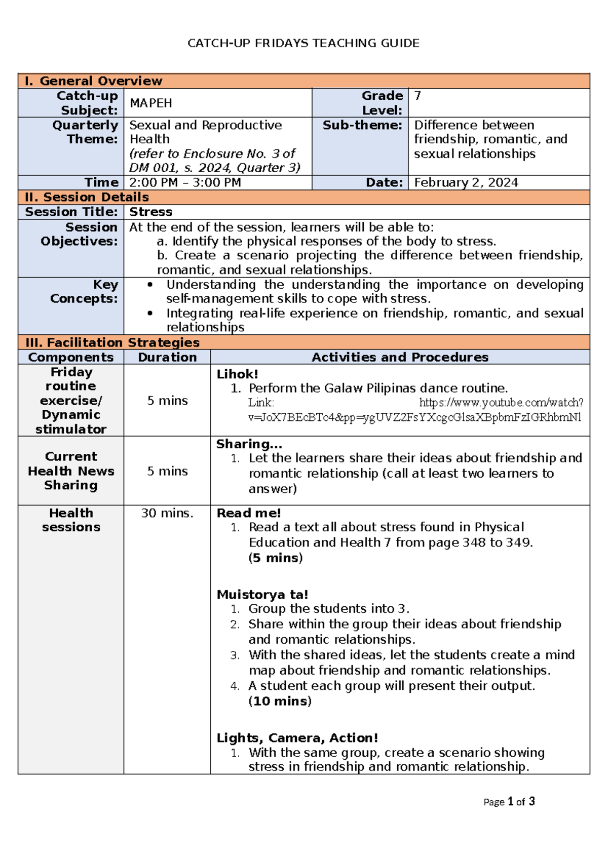 Catch UP Friday Teaching Guide Grade 7 Mapeh - CATCH-UP FRIDAYS ...