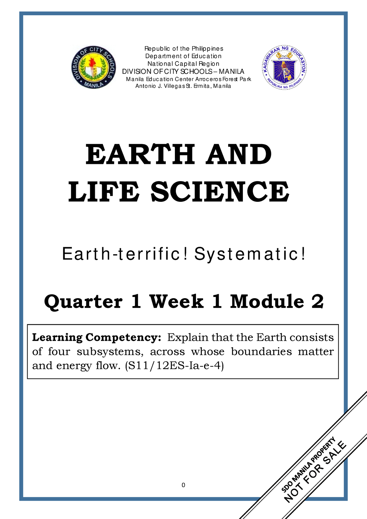 Science Q1 W1 Mod2 Earth And Life Science (Earth Systems) - Re P Ub Lic ...