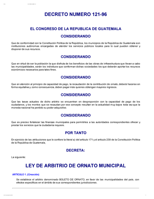 Ley De Arbitrio De Ornato Municipal Studocu