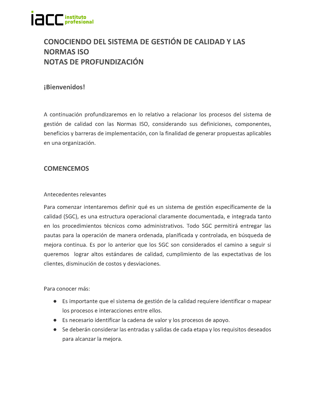 Gestion DE Calidad Normas ISO - CONOCIENDO DEL SISTEMA DE GESTIÓN DE ...