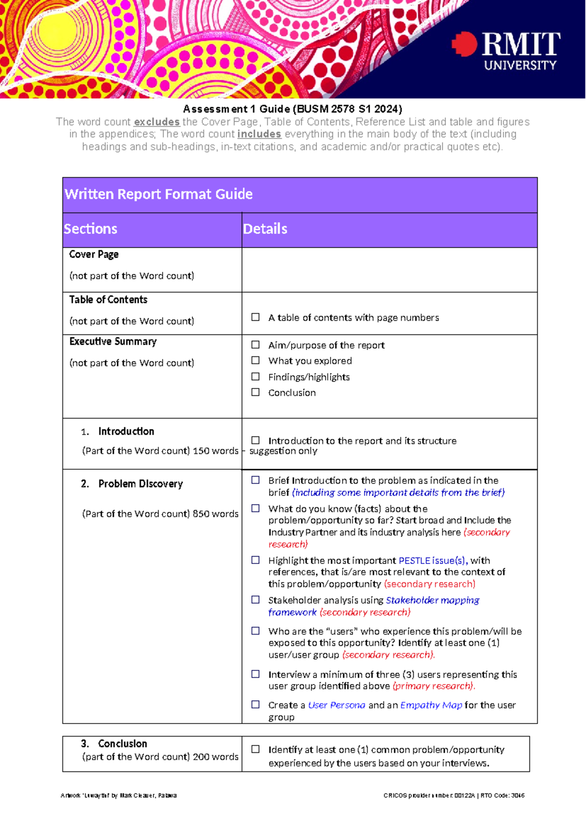 S1 BUSM2578 Assessment 1 Written Report Format Guide Final-2 - RMIT ...
