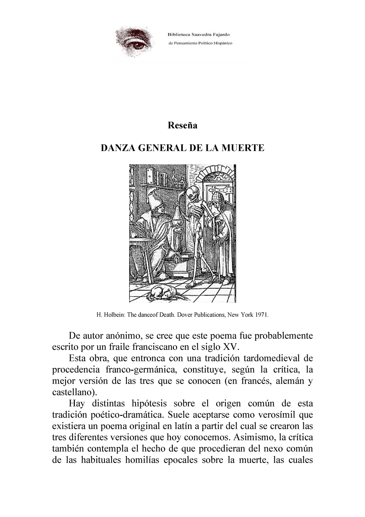 Herrera Danza de la muerte analisis intenso Rese a DANZA GENERAL