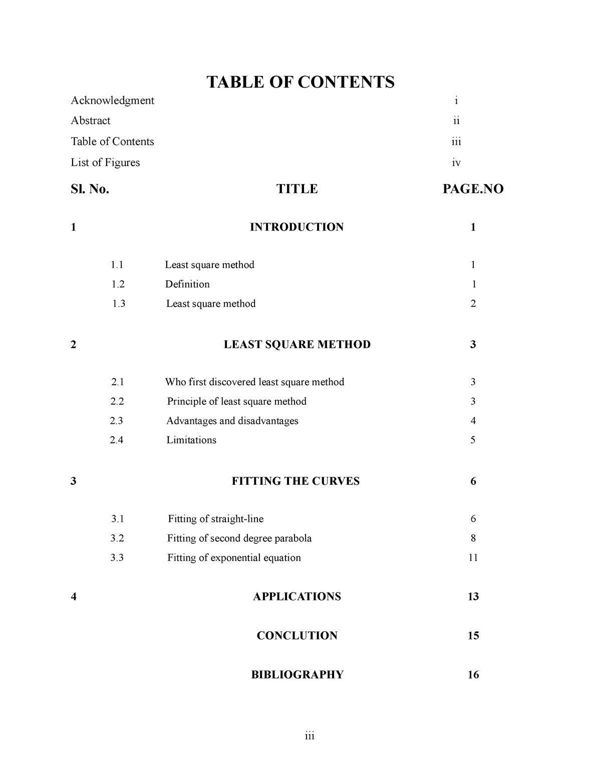 Content maths - summary - iii TABLE OF CONTENTS Acknowledgment i ...