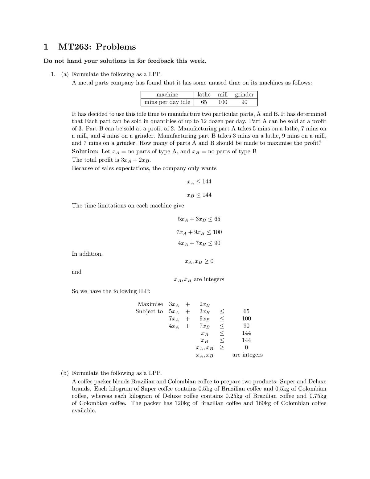 MT2630 Sheet 1 Solution - 1 MT263: Problems Do not hand your solutions ...