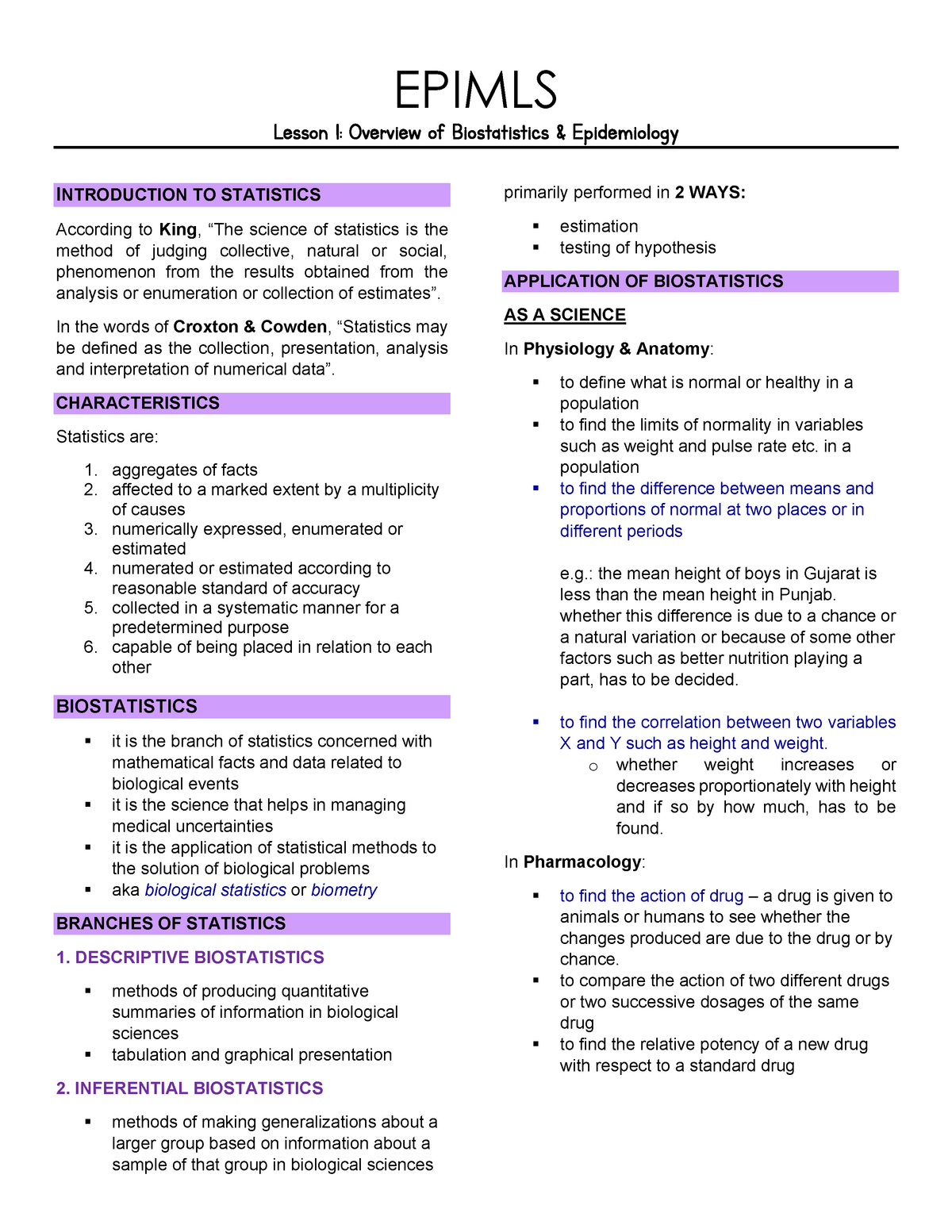 Overview Of Biostatistics & Epidemiology - Medical Technology - UBian ...