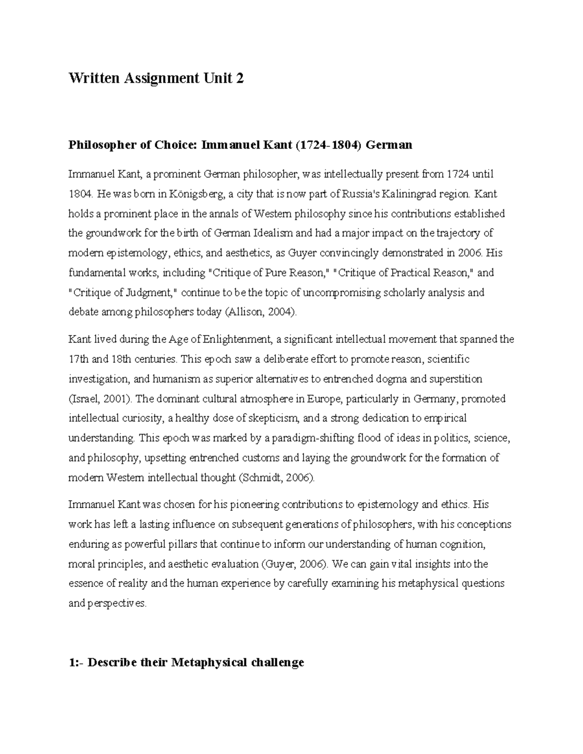 PHIL 1402 Introduction to Philosophy - Written Assignment Unit 2 ...