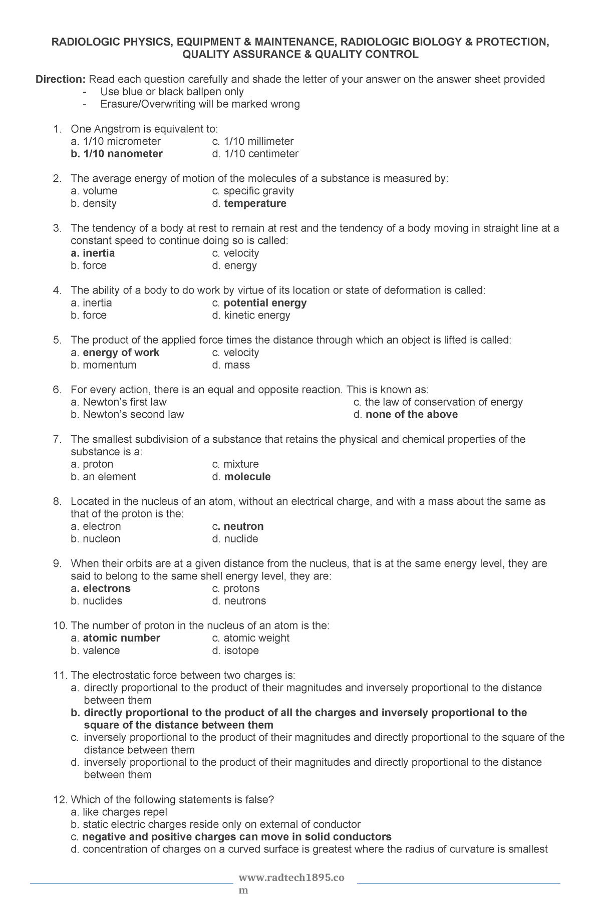 P6 - need to know - RADIOLOGIC PHYSICS, EQUIPMENT & MAINTENANCE ...