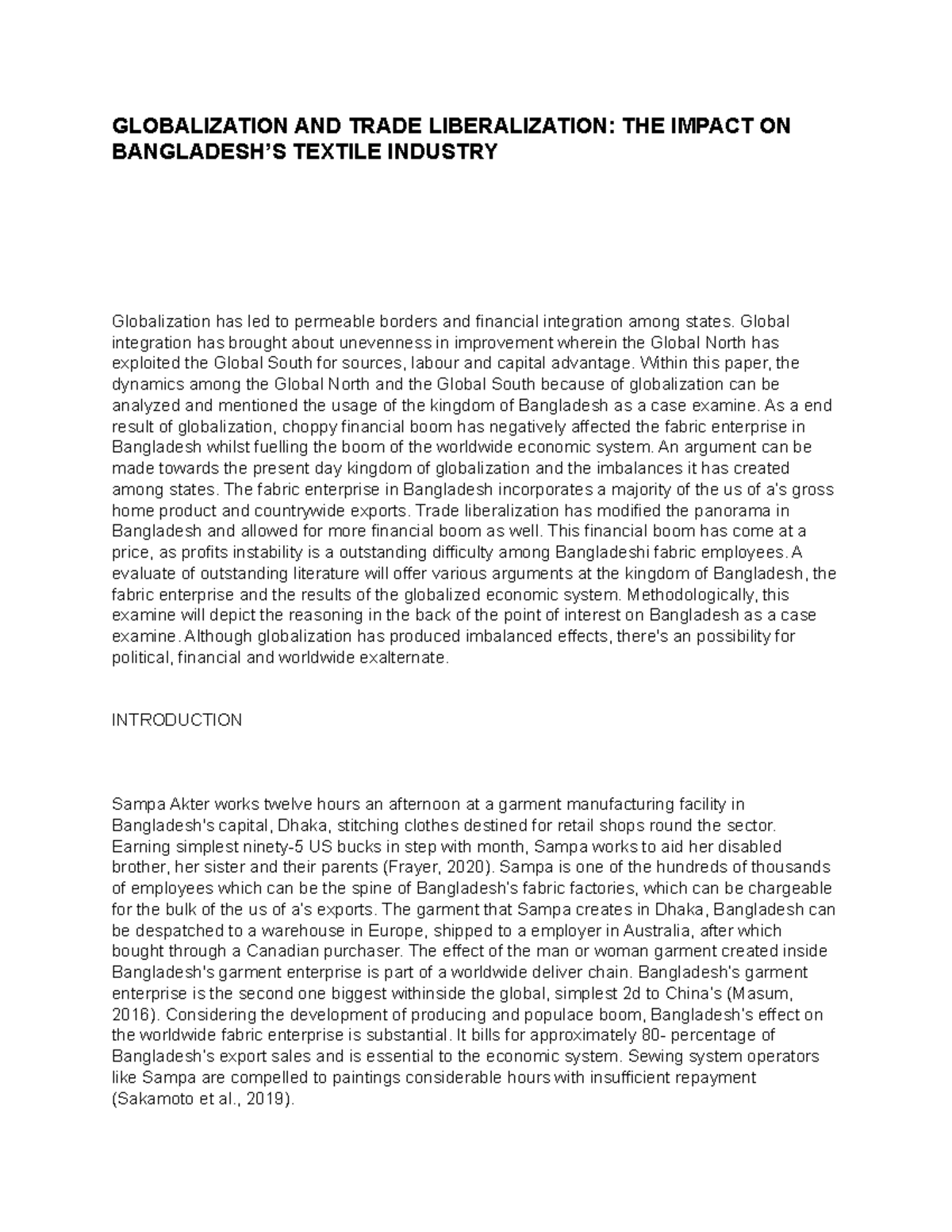 Globalization AND Trade Liberalization THE Impact ON Bangladesh’S ...