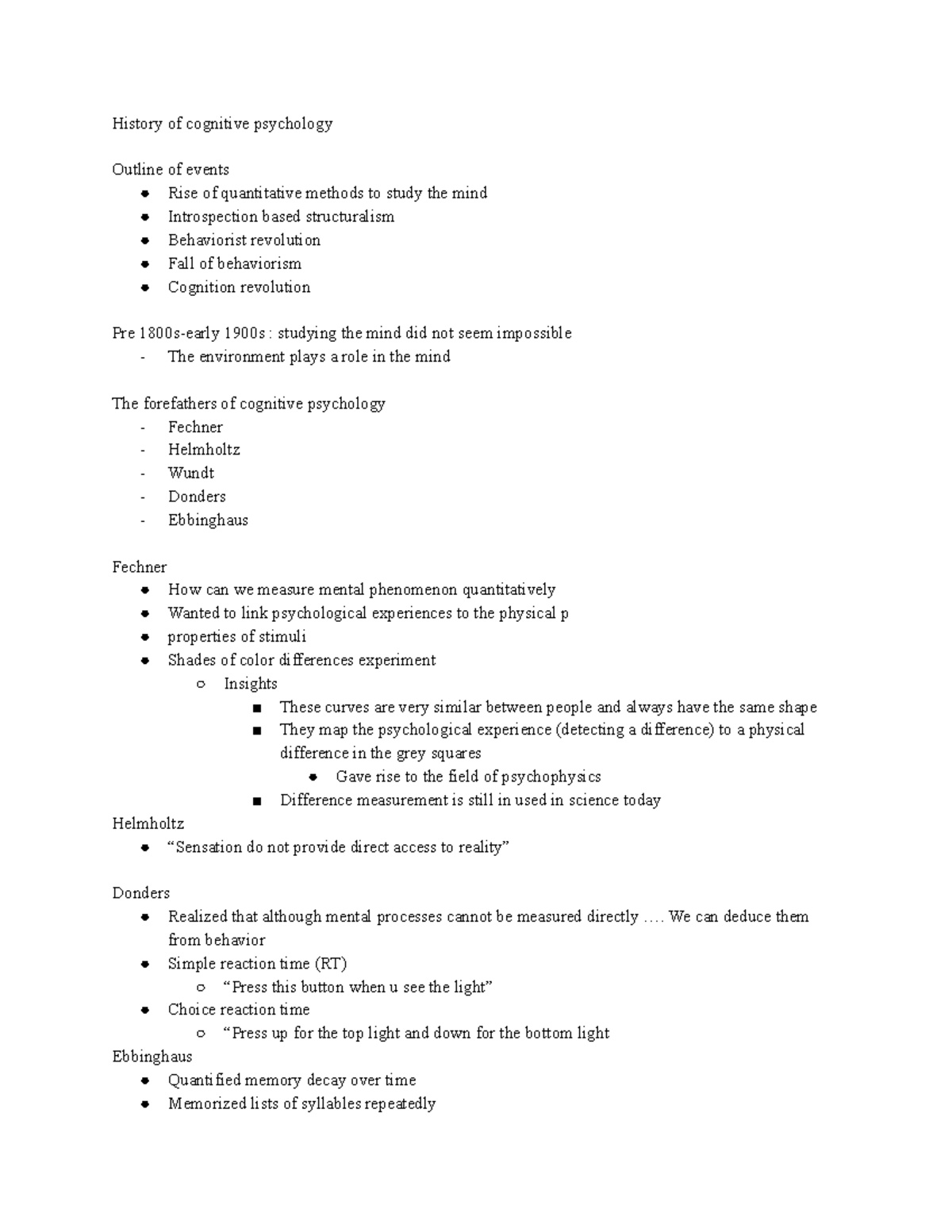 Psych exam 1 overview of unit exam History of cognitive psychology