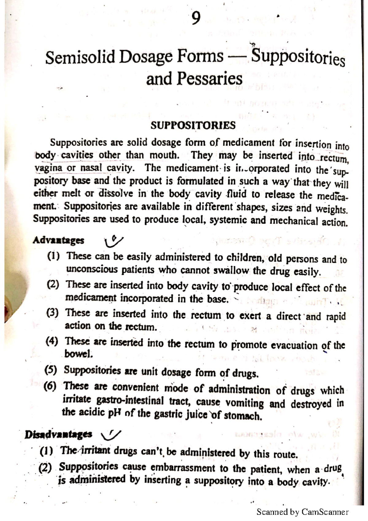 Suppositories and pessaries - Pharmacy - Studocu