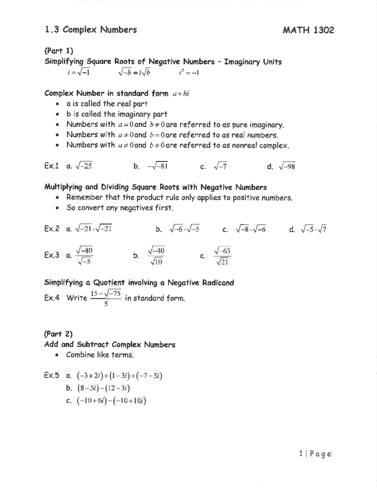 college-algebra-chapter-1-3-1-complex-numbers-math-1302-part-1-simplifying-square-roots-of