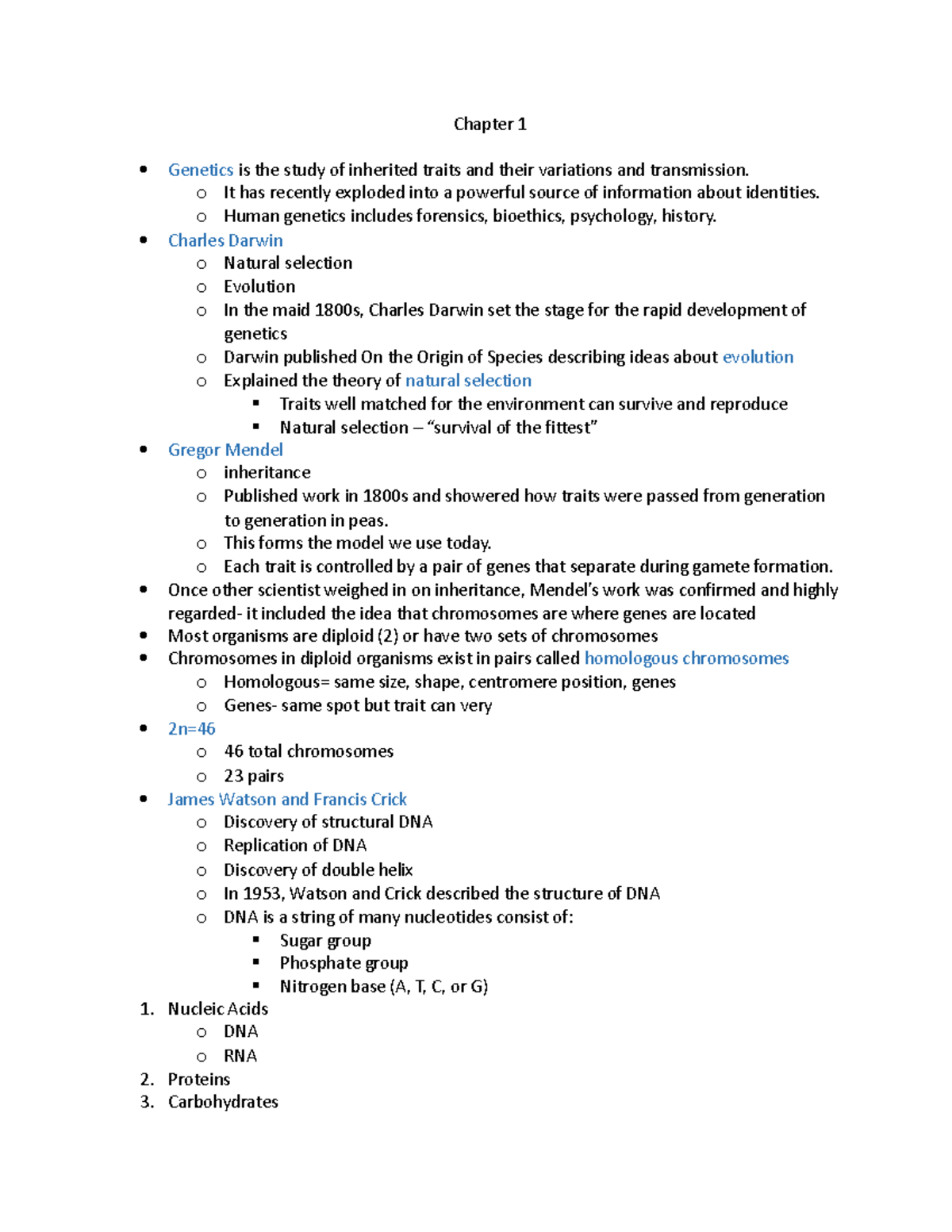 Genetics - Module 1 Notes - Chapter 1 Genetics Is The Study Of ...