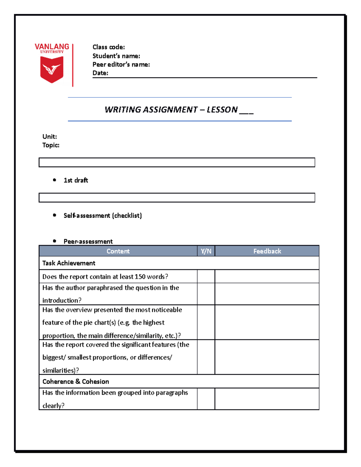 how to write assignment name