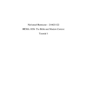 HUMA1850 The Bible In Modern Contexts Winter 2020 - HUMA1850 THE BIBLE ...