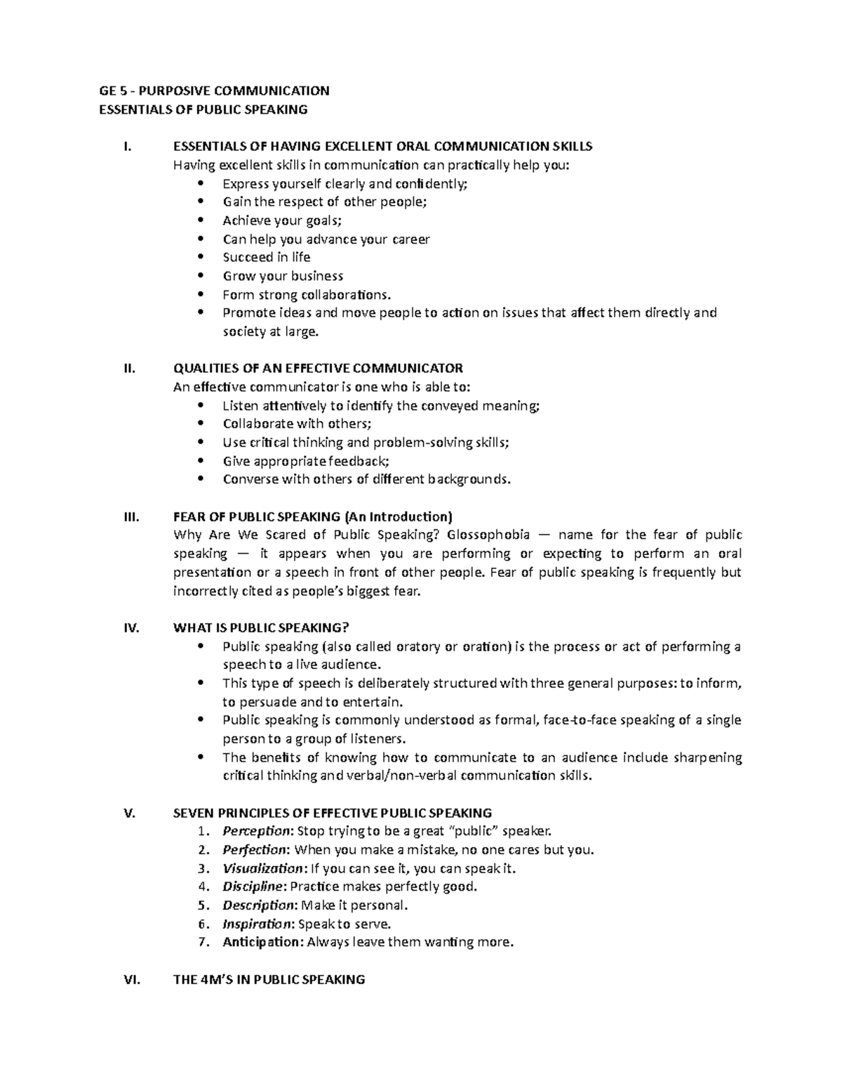 GE5 Public Speaking Lecture with Assignment - GE 5 - PURPOSIVE ...